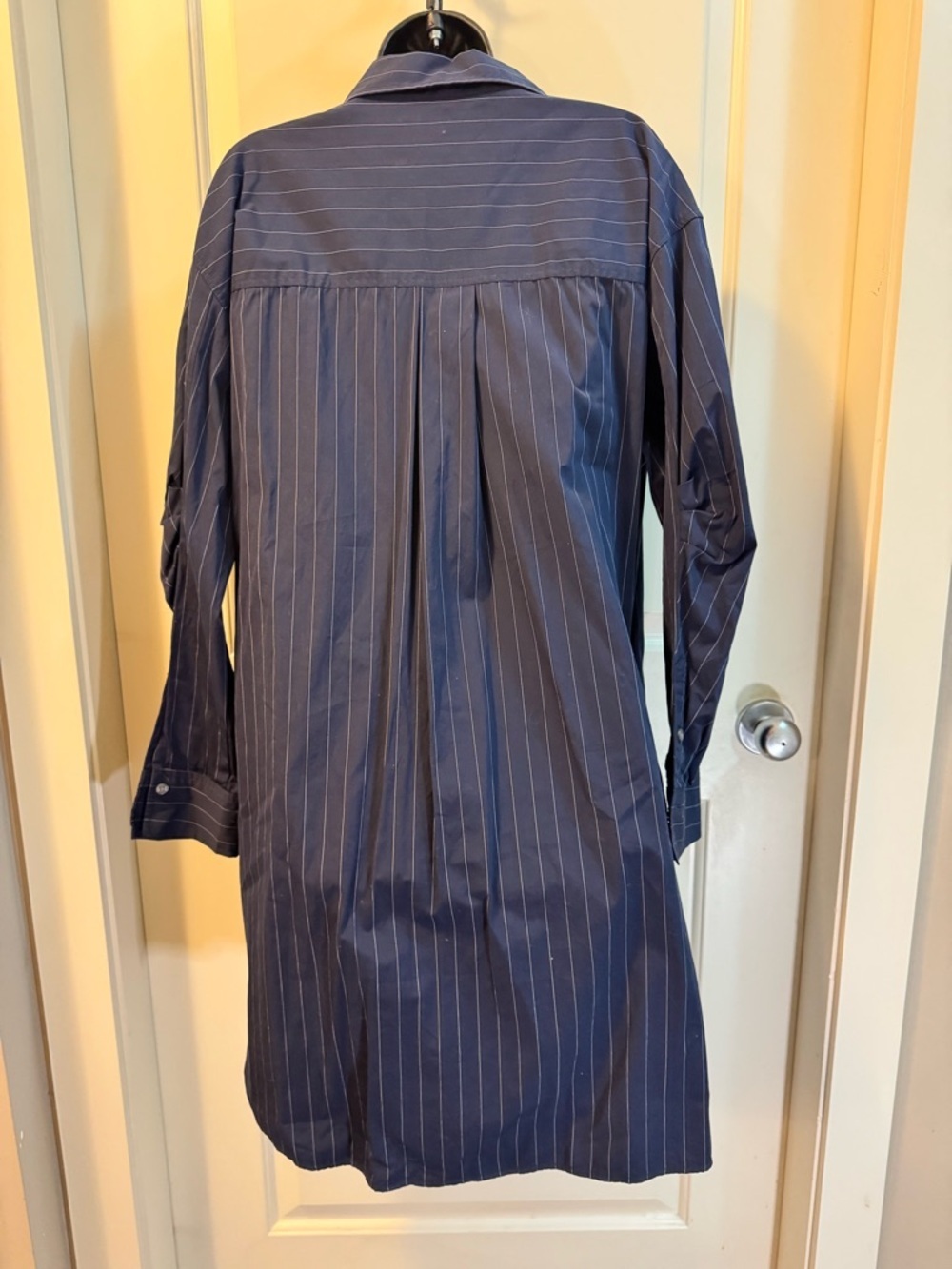 Hudson North Navy Blue Pinstripe Shirt Dress 100% Cotton XL Oversized/Relax fit - Picture 7 of 8